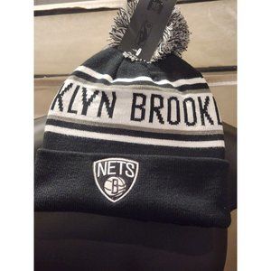 Brooklyn Nets Sweater Cap Beanie Black and White